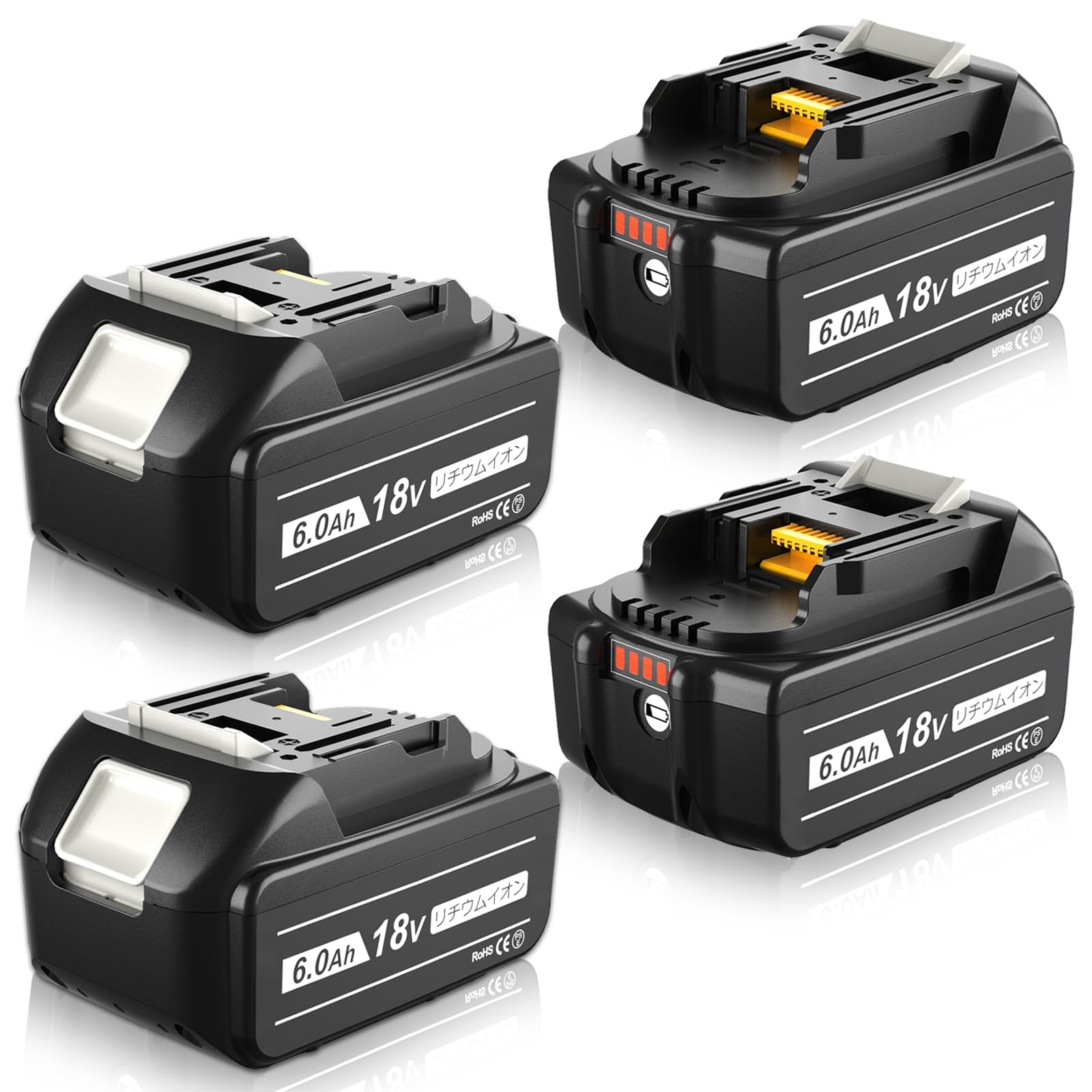 Amazon.co.jp: Powayup 互換 マキタ 18v バッテリー BL1860B 6.0ah 4個  