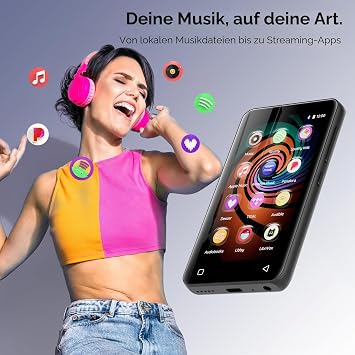 160 GB MP3 Player with Bluetooth and WiFi innioasis Music Player with Spotify Amazon Music 4 Inch Touchscreen Android MP4 MP3 Player for Children Audible Spotify Children Dark Grey