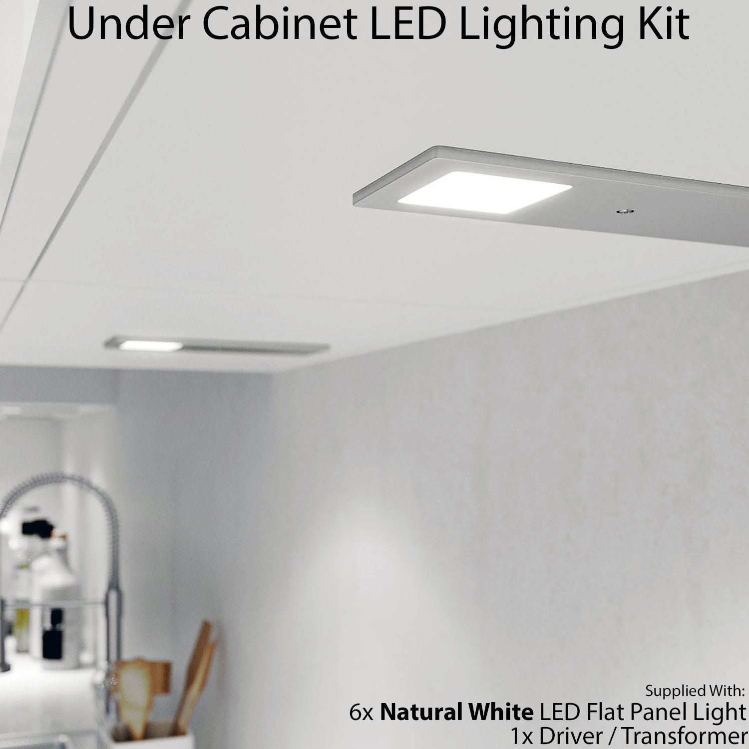6 Stück | Helle 5 W LED Low Profile Unterbauleuchte & Treiber Kit | Aluminium & Naturweiß | Küchenarbeitsplatte Arbeitsplatte Schrank Einheit Unterbauleuchte | Moderne schlanke Beleuchtung