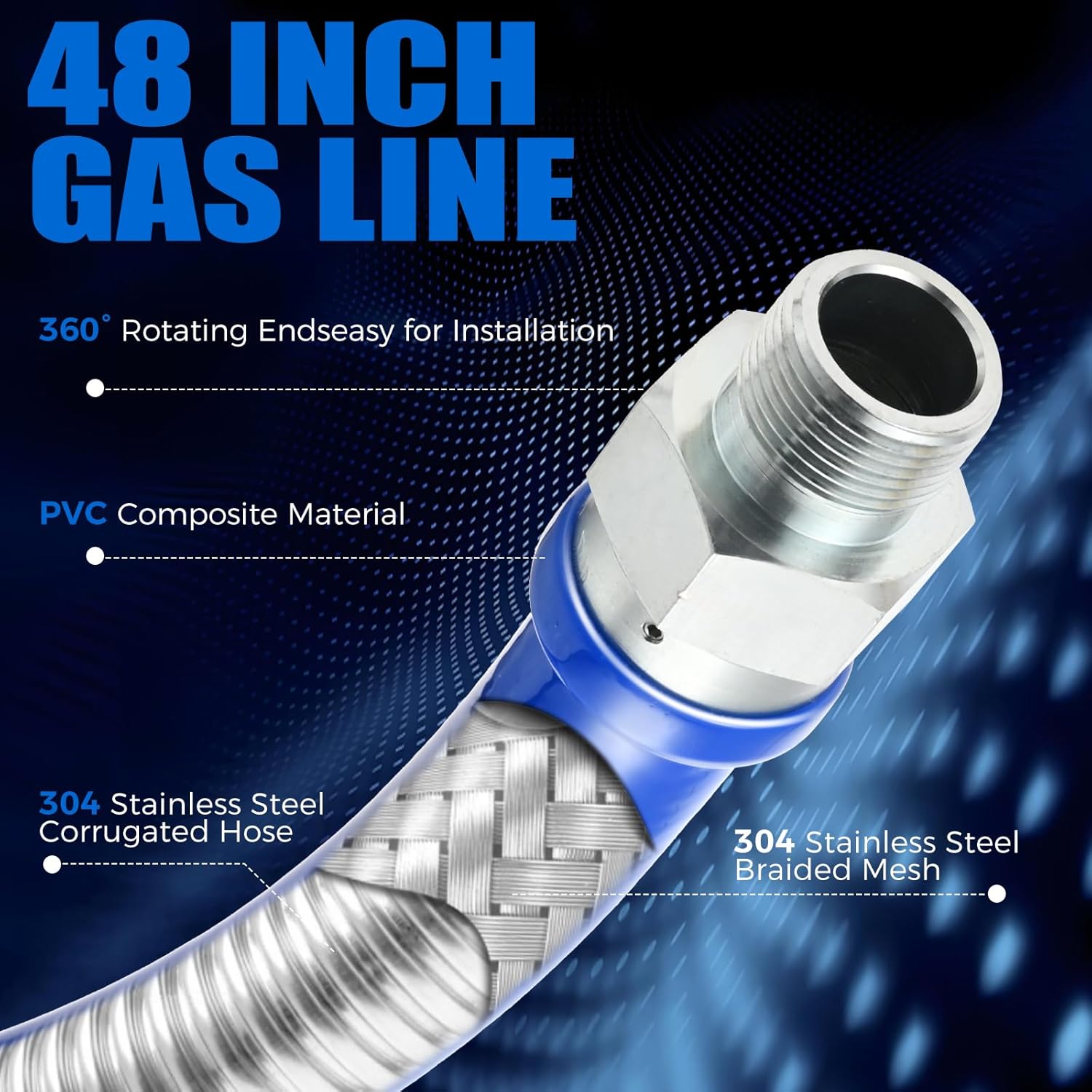 1675KIT48 Safety System Kit - 48" Mobile Gas Connector Hose Kit with 3/4" Quick Disconnect, Full Port Valve & Restraining Devices | 3/4" Id Natural Gas Flex Line Hose for Kitchen Equipment