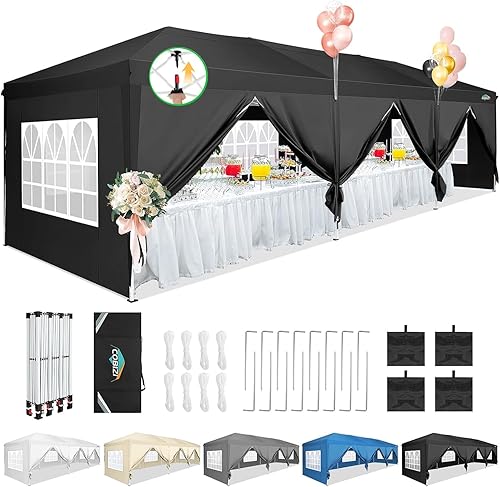 Miniatura 22 de COBIZI - Toldo desplegable de 10 x 20 pies con 6 paredes, impermeable y con protección UPF 50+, ideal para bodas, fiestas, eventos al aire libre y