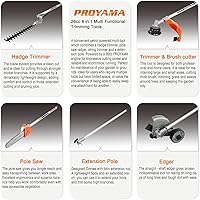 Vista 6 de PROYAMA 26cc 6 in 1 Multi Functional Combo Kit, 2 Cycle Gas Powered Hedge Trimmer, Weed Eater Wacker, String Trimmer, Brush Cutter, Edger with 3.3FT