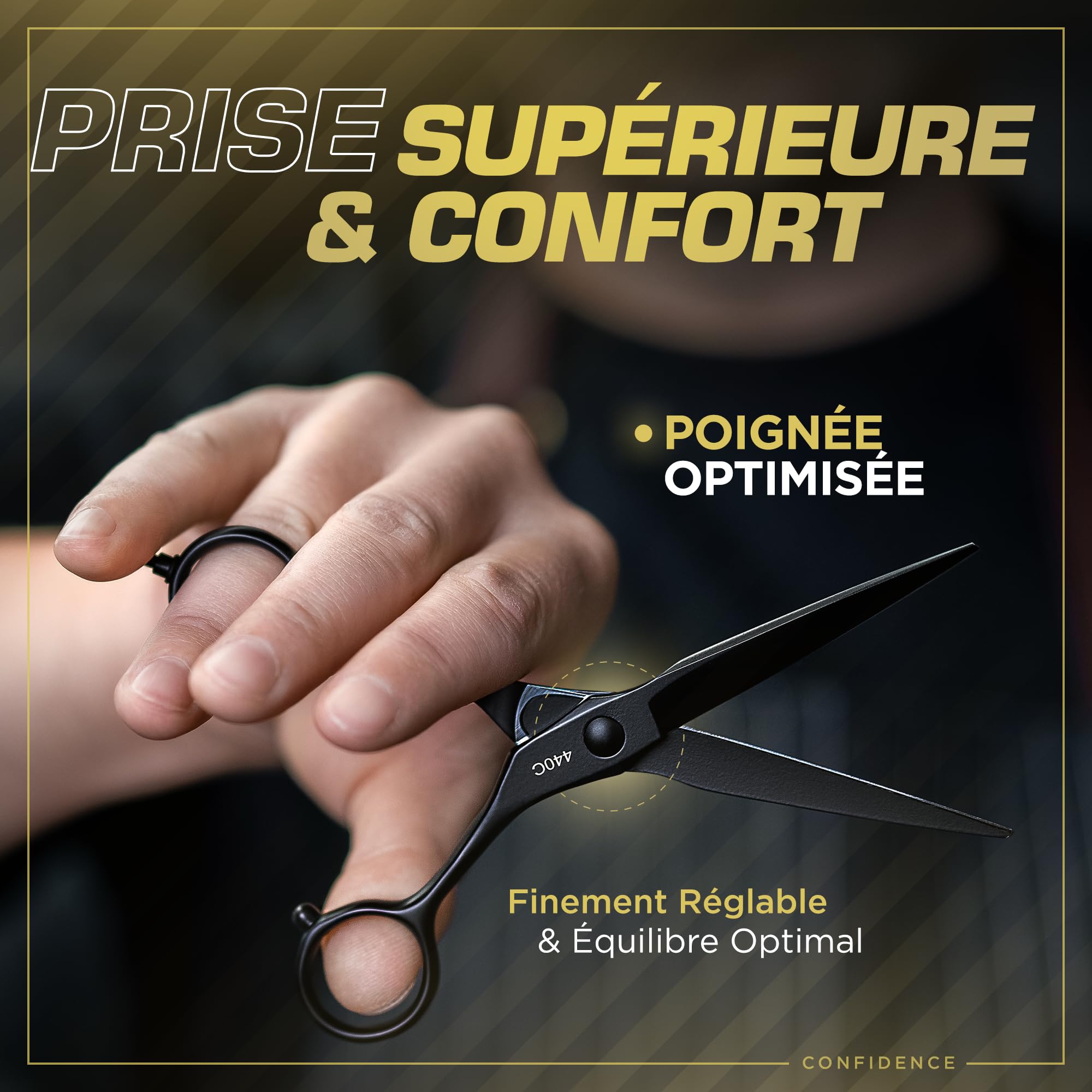 Fagaci Ciseaux Coiffure Professionnel 5.5 Pouces Acier 440C Pour une Précision Supérieure, Ciseaux Cheveux Lames Extrêmement Tranchantes, Netteté Durable