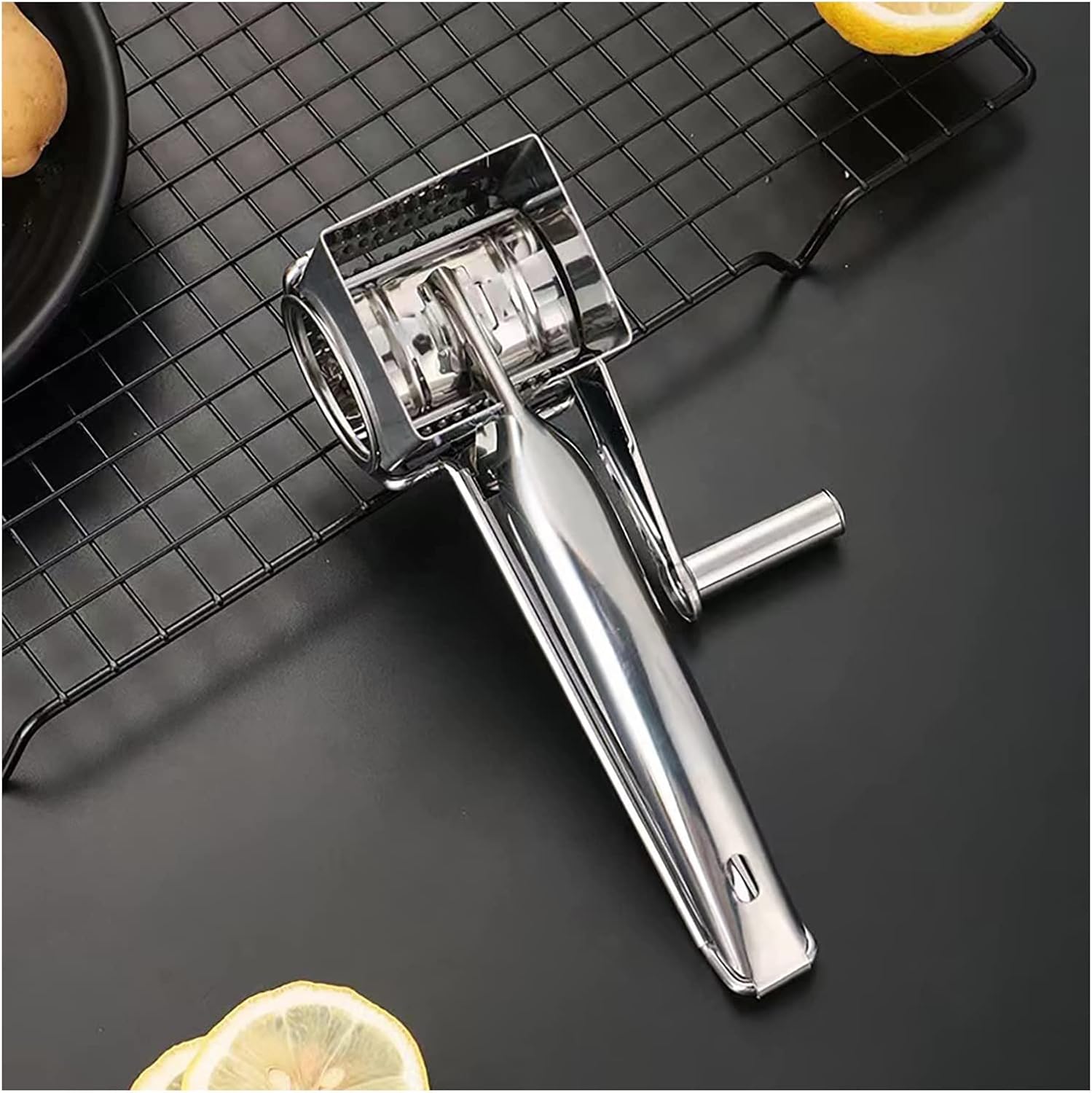 Cheese Grater Stainless Steel Handheld Rotary Grater Perfect for Kitchen Easy to use hand-cranked rotary shredder grinder or slicer to grate hard cheese chocolate nuts etc (Size : 4 planing/1290 (Siz