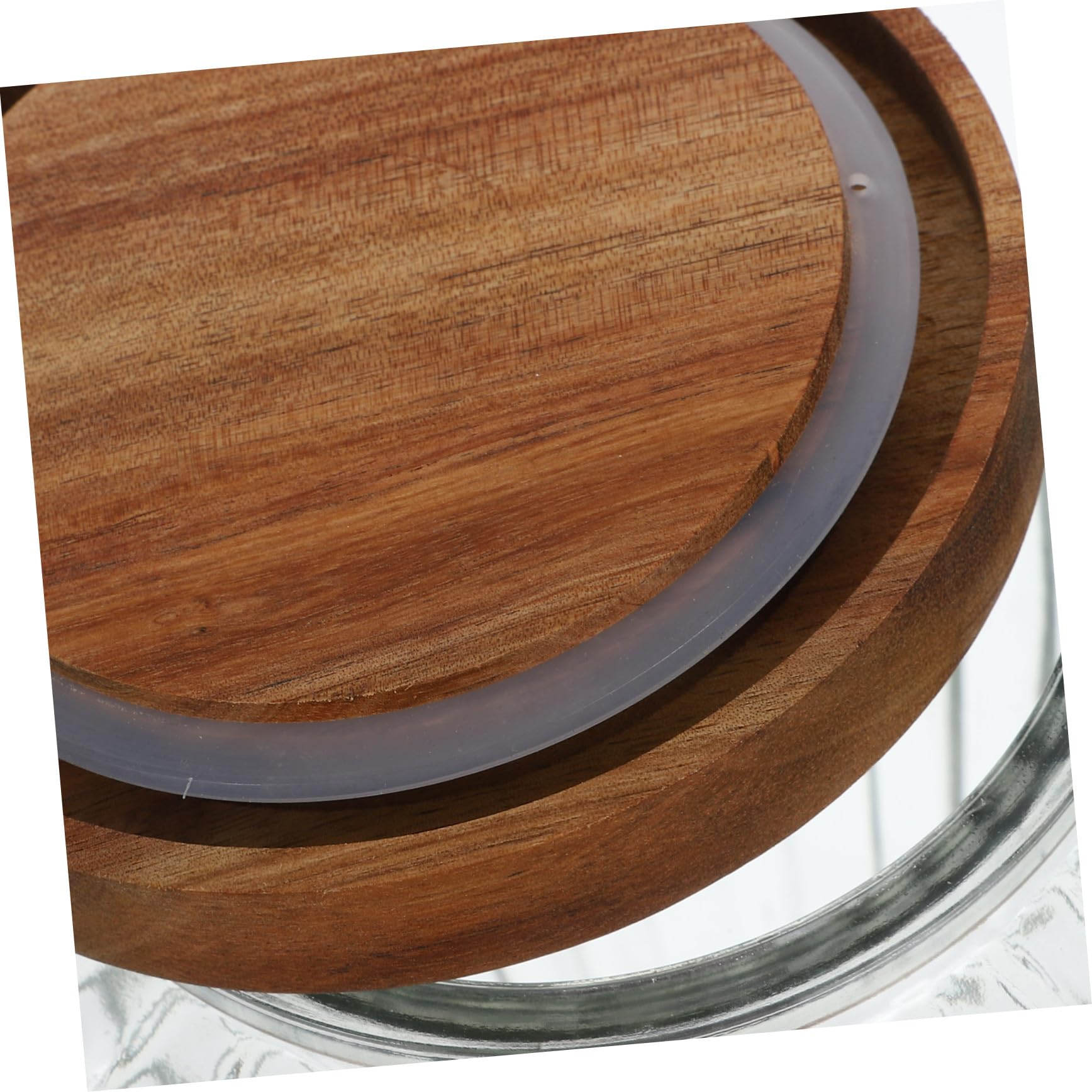 INOOMP Barattolo Ermetico in Vetro da 2200ml Contenitore per Alimenti con Coperchio in Legno e Silicone con Chiusura Sigillata per Caffè e Legumi, per Organizzare la Cucina