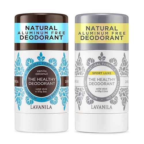 Lavanila Desodorante natural sin aluminio para niñas, vainilla coco + Sport Luxe (2 onzas cada uno) The Healthy Deodorant Barra sólida, vegano
