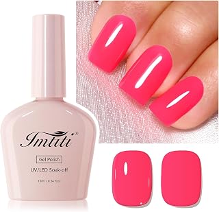 Imtiti Neon Pink Gel Nail Polish, 1Pcs Hot Pink Soak Off UV LED Gel Polish, Long Lasting, Nail Art Manicure Salon DIY at Home for Spring and Summer (0.34 Fl Oz-952)
