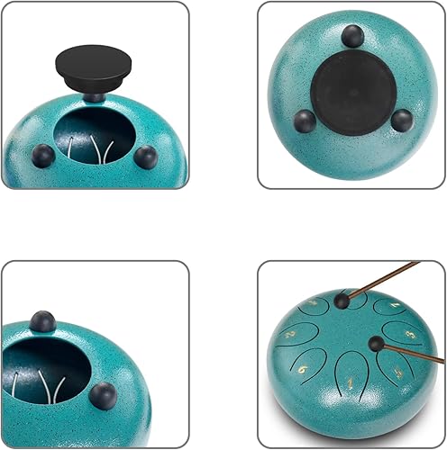 Miniatura 4 de REGIS Tambor metálico de lengüetas, de acero, 6 pulgadas, 8 notas musicales, instrumento de percusión, tambor de lluvia para exteriores, regalo