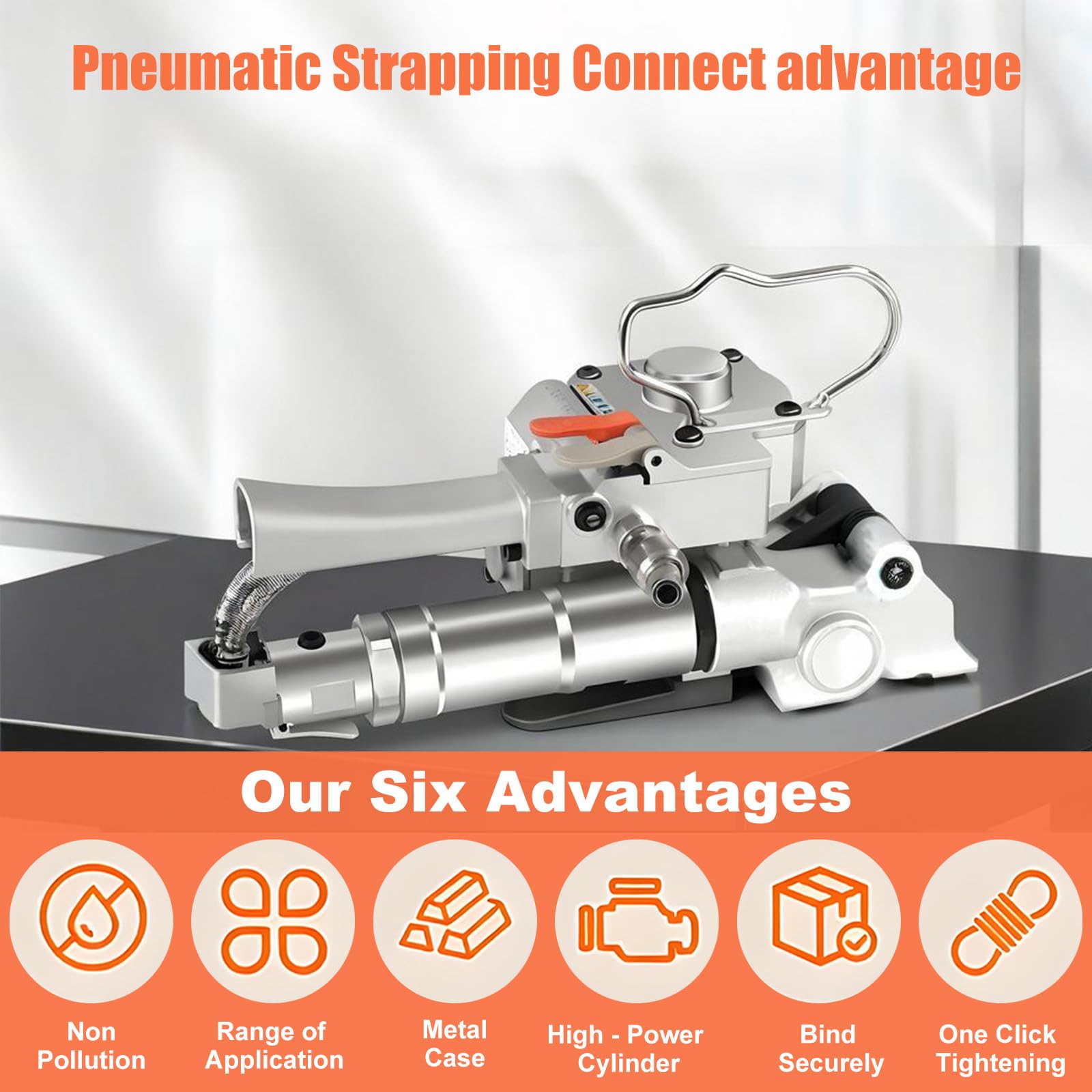 Reggiatrice pneumatica per reggia in Metallo, Potente Tensione Massima 3500 N, Taglio a trazione con processo in Un Unico Passaggio, Compatibile con PP/Pet da 13 a 19mm A25