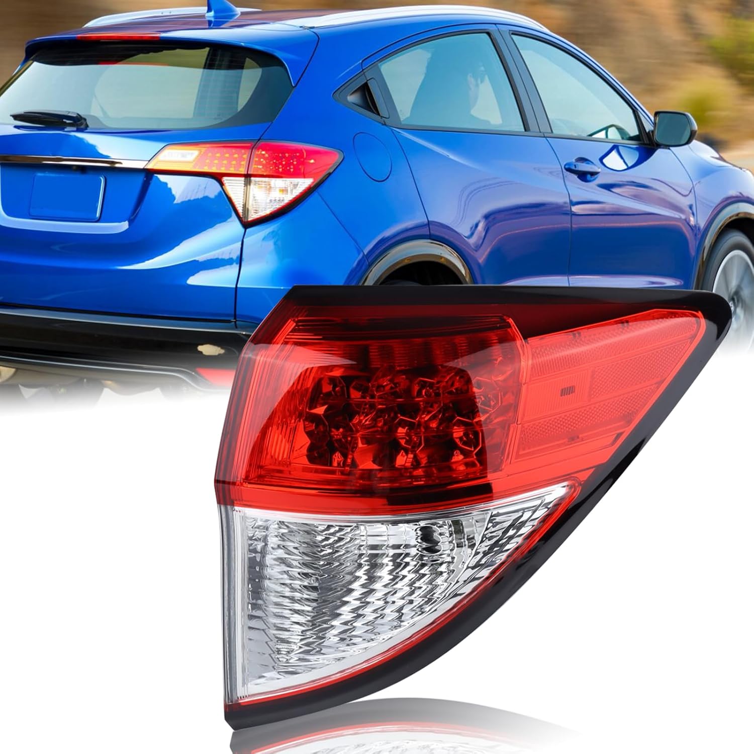 RH Outer LED Tail Light Compatible for 2019 2020 2021 2022 Honda HR-V HRV Transparent Lens Rear Lamp Assembly Right Passenger Side 335-02T-7WA31 HO2805119 31719ABRASN 33502T7WA31
