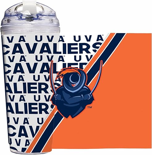 Miniatura 64 de Rico Industries NCAA - Vaso de acrílico estándar de 24 onzas con tapa con bisagras, vaso de doble pared con licencia oficial y popote