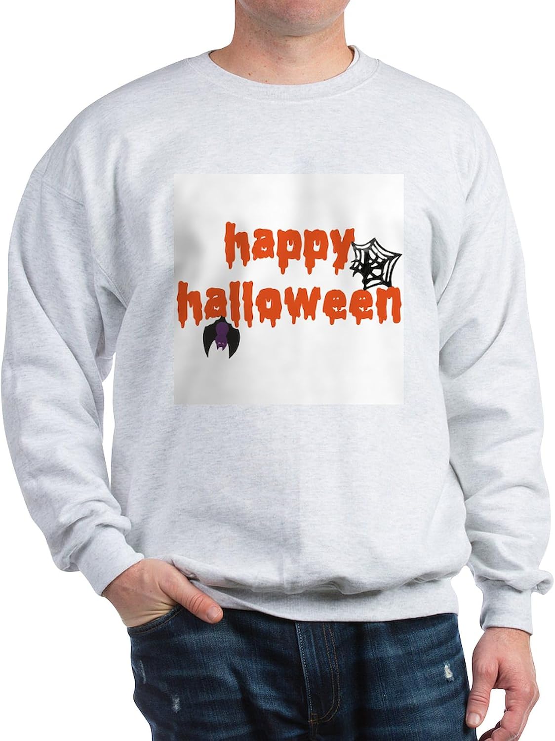 CafePress Happy Halloween Sweatshirt Classic Crew Neck Light Sweatshirt