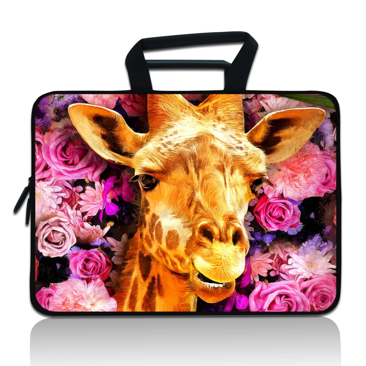 7-9 inch Tablet Sleeve, Evecase 7~9 inch Tablet Ultra-Portable,Neoprene Zipper Carrying Sleeve Case Bag Compatible with 7"8"8.5" 8.9"9" Apple iPad Mini, Samsung Galaxy Tab,Google, Acer (Cute Giraffe)