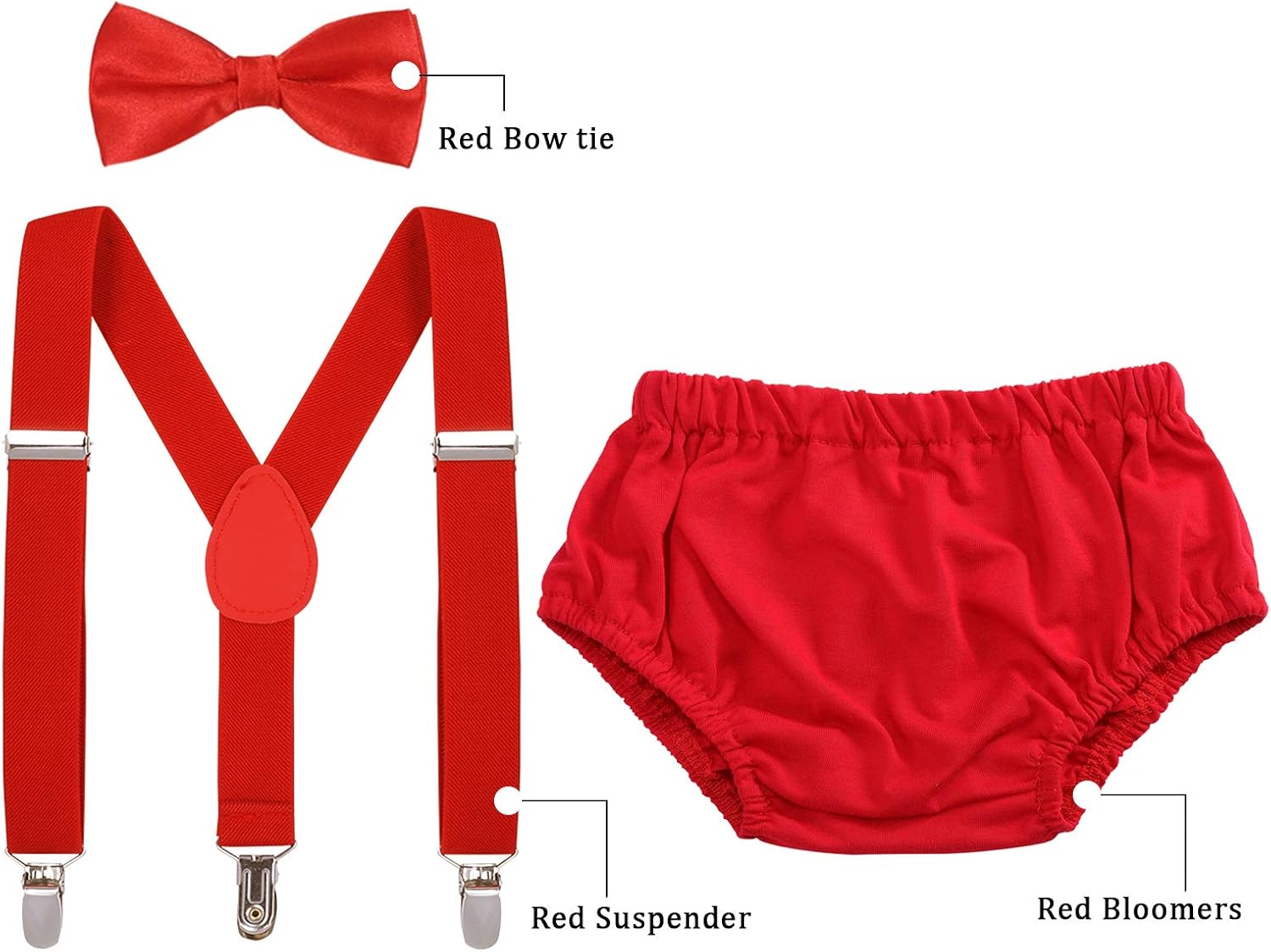 AWAYTR Baby Boys Cake Smash Outfit - First Birthday Party Suspenders Bow Tie Bloomers Set - Image 2