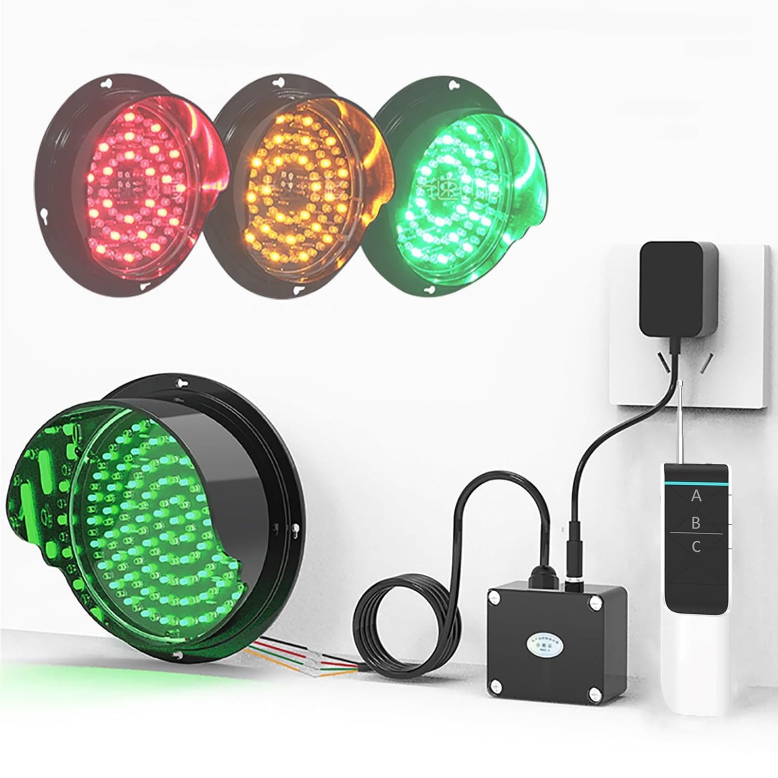 Sygnalizacja świetlna LED, pilot zdalnego sterowania LED, światło drogowe - wodoodporna czerwona/zielona/żółta lampa sygnalizacyjna, zasięg 1000 m, przemysłowe światło ostrzegawcze 12,7 cm dla
