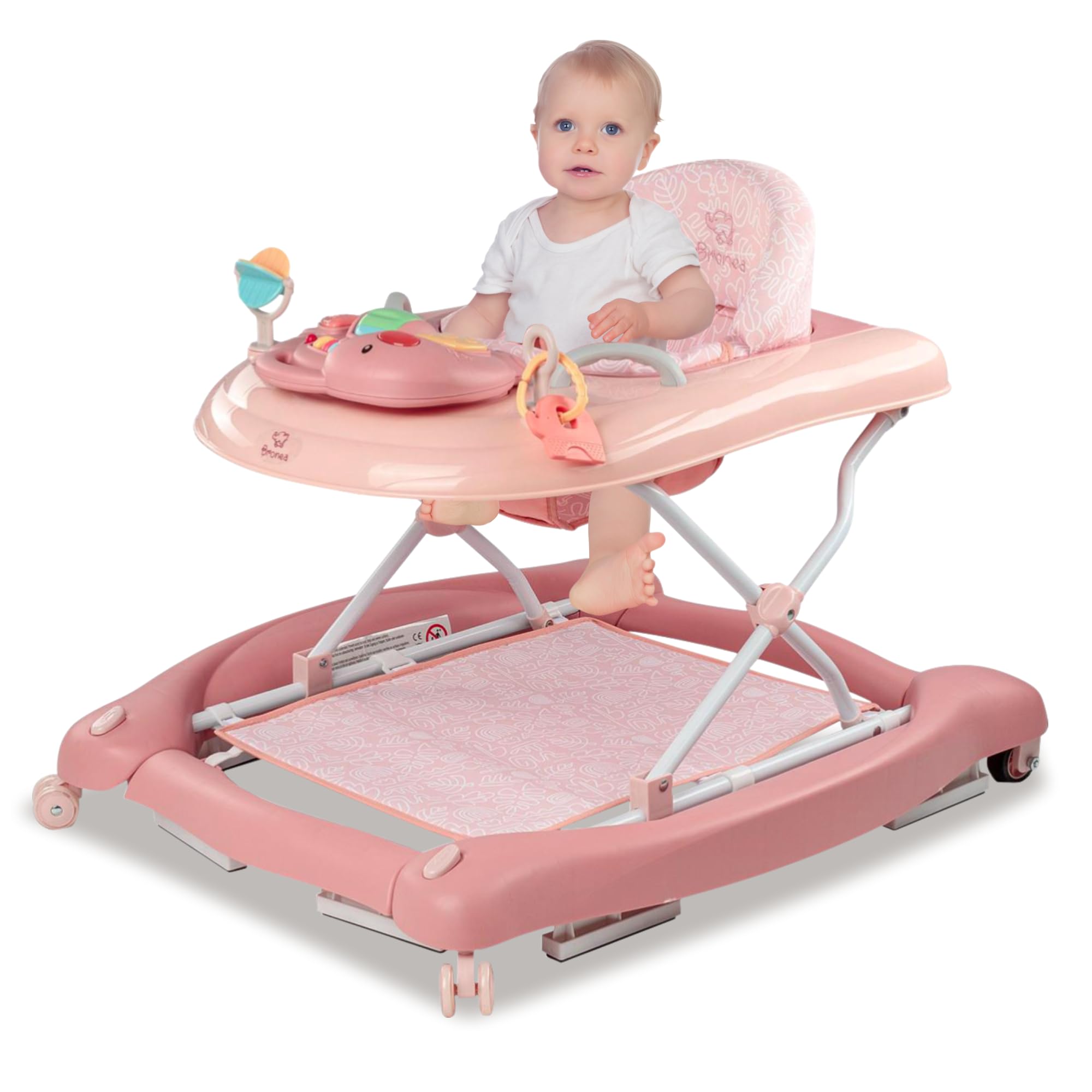 5-in-1 Girello per Bambini | Baby walker con funzione di dondolo, musica e luce | ausilio per la deambulazione dei bambini a partire da 6 mesi | regolabile in altezza | pieghevole | Rosa