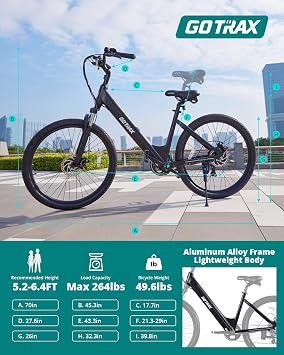 Gotrax Dolphin 26 Step -Thru Electric Bike for Adults, Max 30 Mile & 20Mph