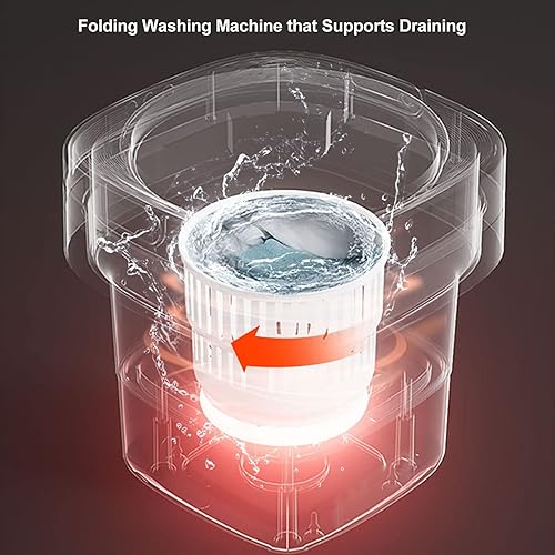 Miniatura 9 de Asixxsix Lavadora portátil, mini lavadora portátil de 6.5 litros, lavadora plegable con tubo de secado suave y drenaje de centrifugado, pequeña