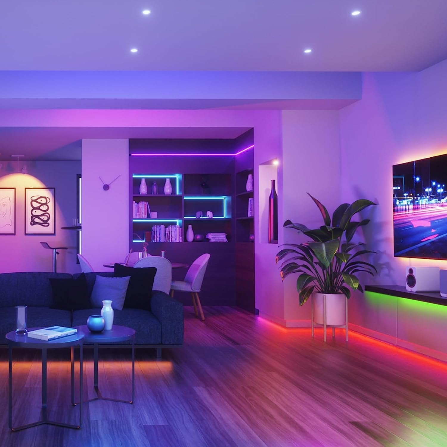 WiFi Striscia LED 30 Metri, RGB Smart Strisce LED con Telecomando, tuya App Controllato, Sincronizza con la Musica, Funziona con Alexa Google Assistant, Luci LED Colorate per Casa,Cucina,Bar