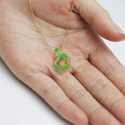 Miniatura 6 de Jade Necklace for Women Valentine's Day Gifts, Love Heart Pendant Chain Necklaces with Birthstone Crystals 18k Gold Plated Fashion Jade Choker