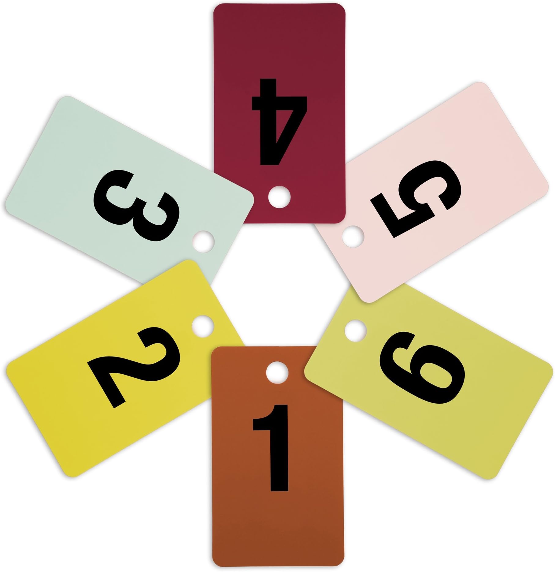 8-FRT1-6 Fitting Room Tags, Includes Numbers 1-6 in Various Colors, 10 of Each Size (Pack of 60)