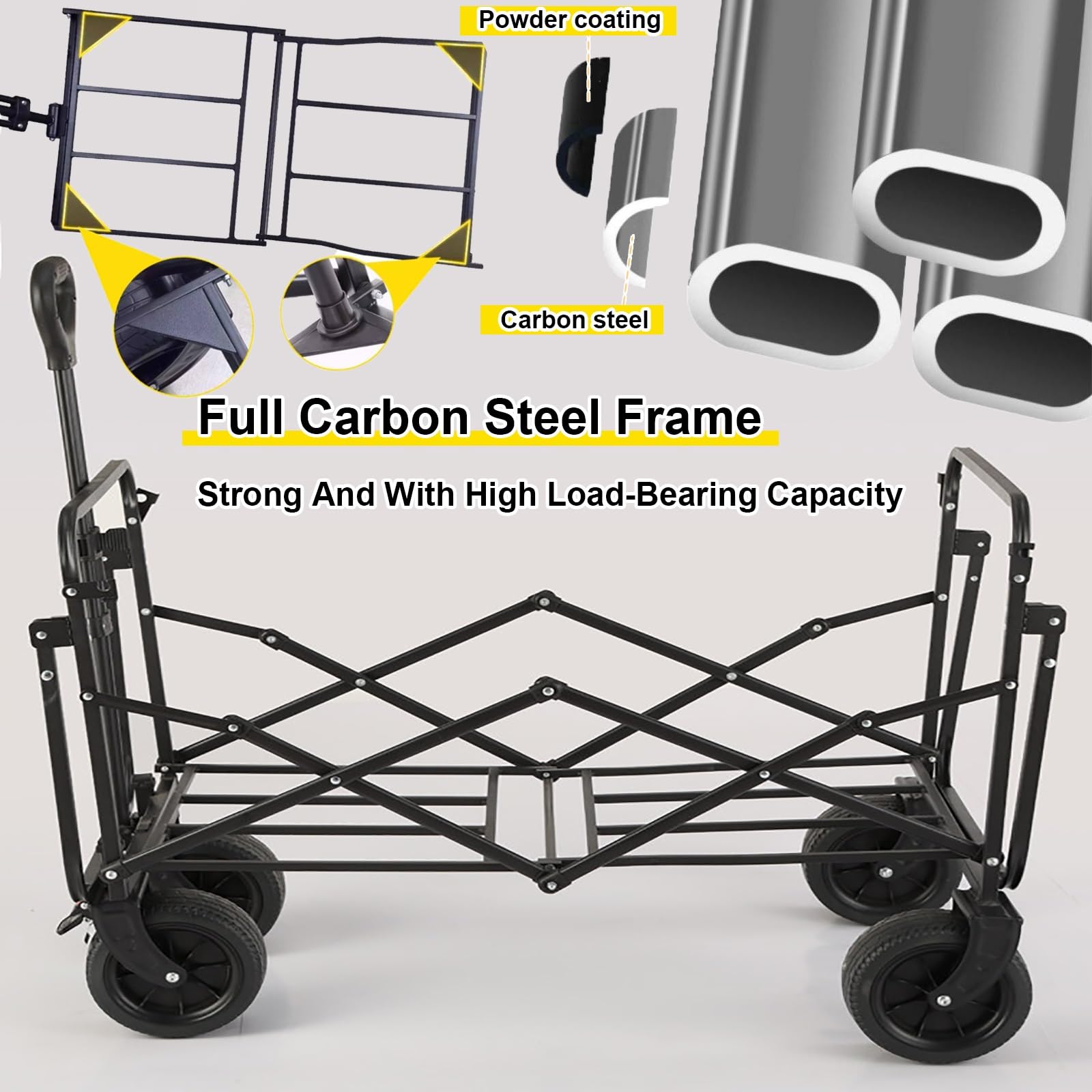 Carrito De Comida Portátil con Ruedas, Carrito para Vendedores, Quiosco/Expositor Plegable con Toldo, para Mercados De Agricultores Y Eventos Al Aire Libre