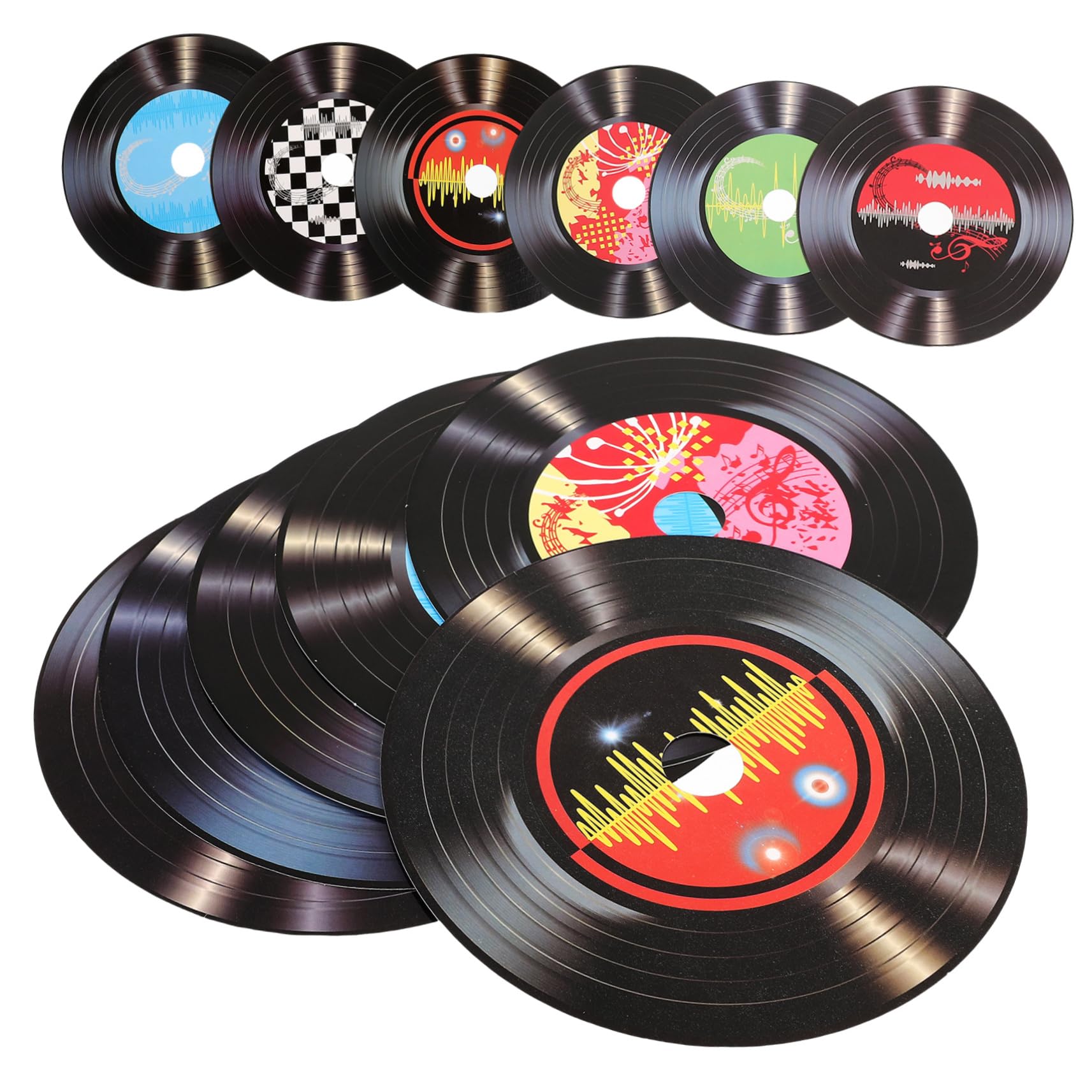Homoyoyo 12PCS Vinyl Record Decorations,5.5Inch Record Wall Stickers for Music Party Decoration Bars Cafes Home Disc Wall Decor