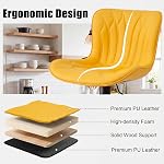 YOUNUOKE Bar Stools Set of 2, Swivel Counter Height BarStools with Mid Back, Adjustable Faux Leather Modern Tall Bar Chairs for Kitchen Island, Yellow
