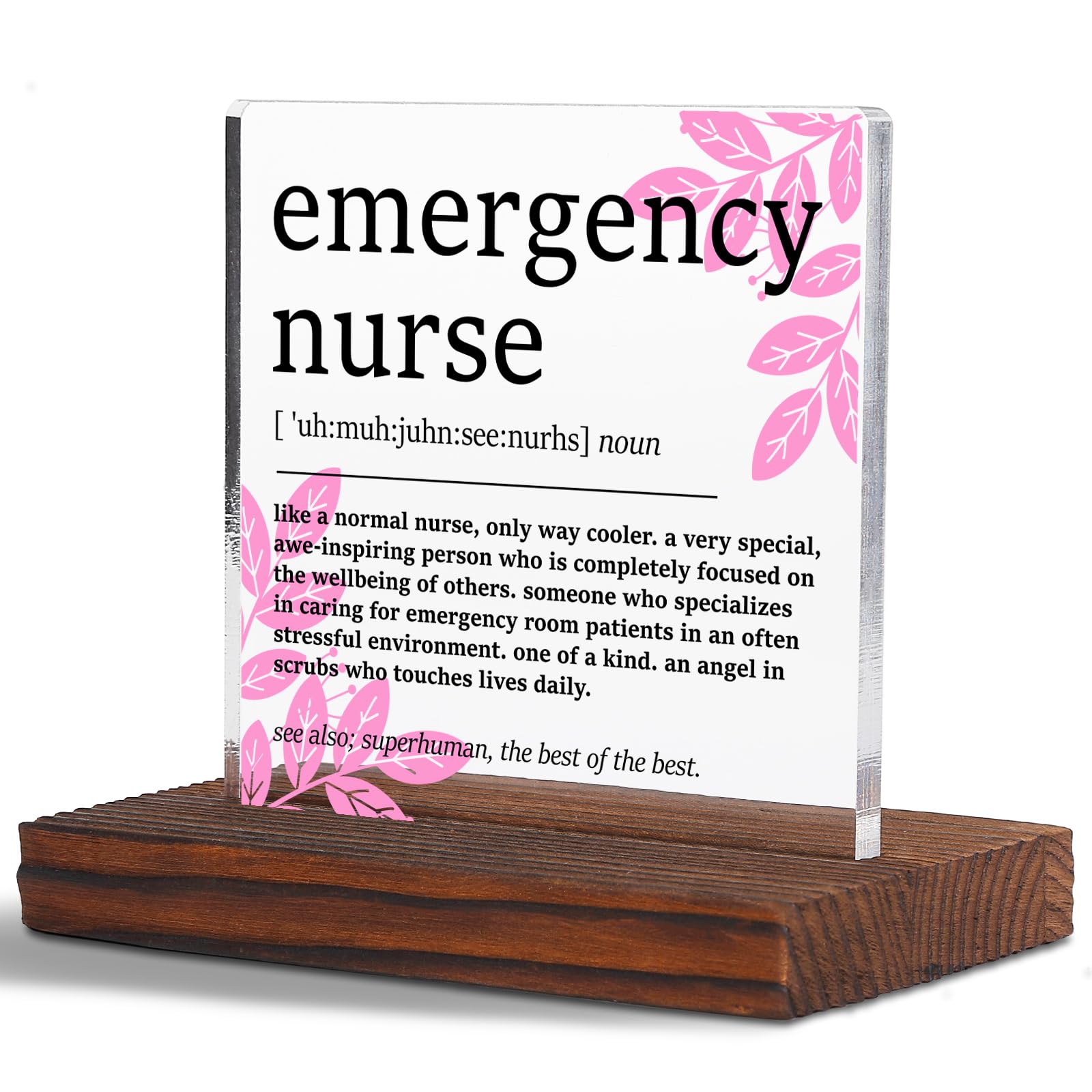 Appreciation Gifts for Emergency Nurse Clear Desk Decor Sign, Thank You Gifts for ER Nursing Students Grad, ER Definition Office Desk Sign Plaque Gift for Nurses Week Birthday Christmas TZD71