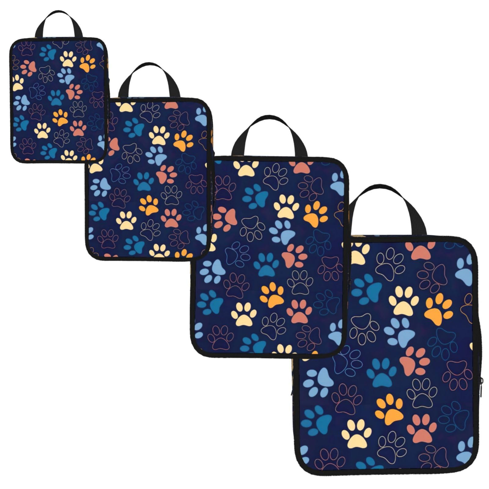 Cute dog paw Print 4 Set Compression Packing Cubes for Suitcases,Expandable Storage Bag Organizers