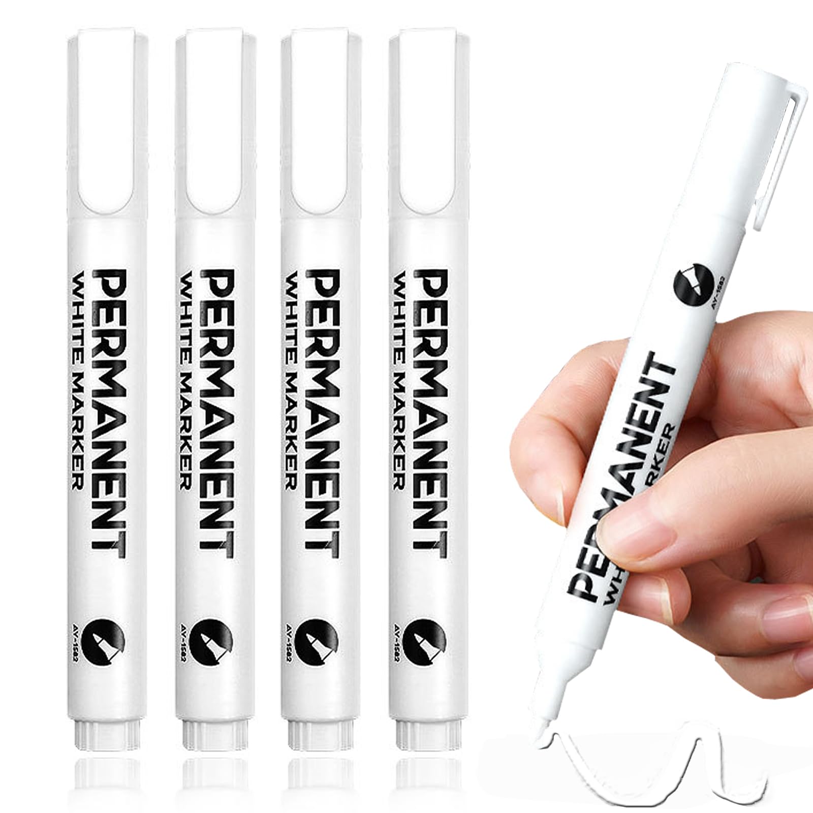 RiyaNed Rotulador permanente blanco, lápices acrílicos resistentes al agua, 5 lápices con trazo de 2 mm de ancho, adecuados para dibujar marcas en piedra, vidrio, metal, tela y madera.