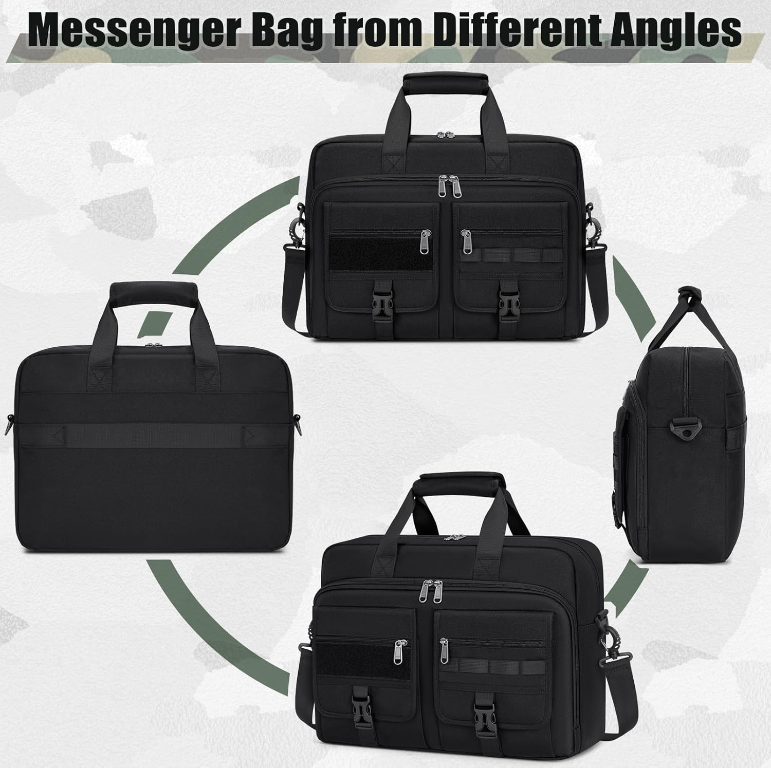 RAINSMORE Tactical Laptop Bag for Men 15.6/17.3 Inch Military Laptop Briefcase with MOLLE Large Business Travel Messenger Bag - Image 7