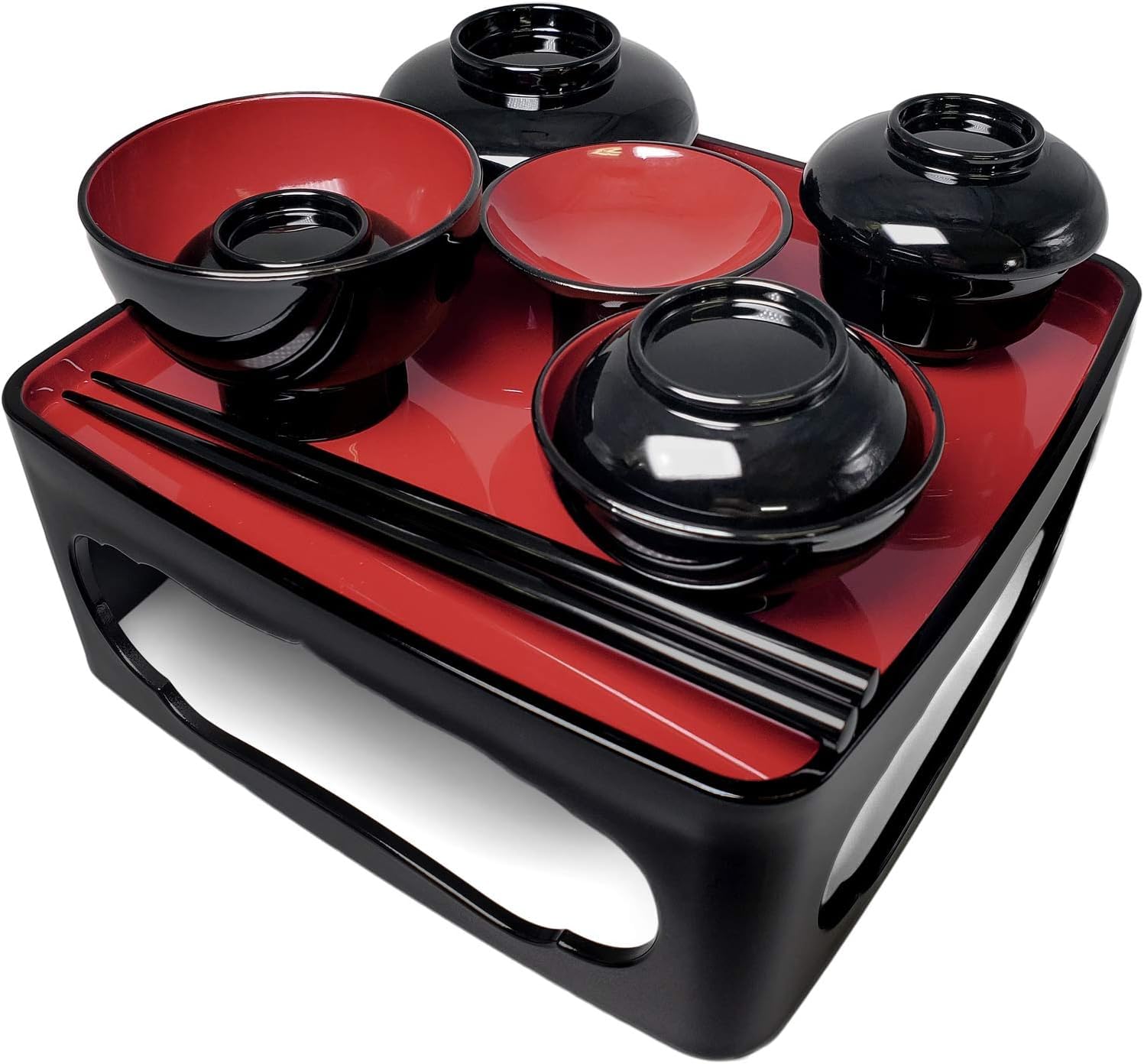 Amazon.co.jp: 漆ぷろだくと 仏膳 お盆 (黒(内朱), 5.5寸) : ホーム