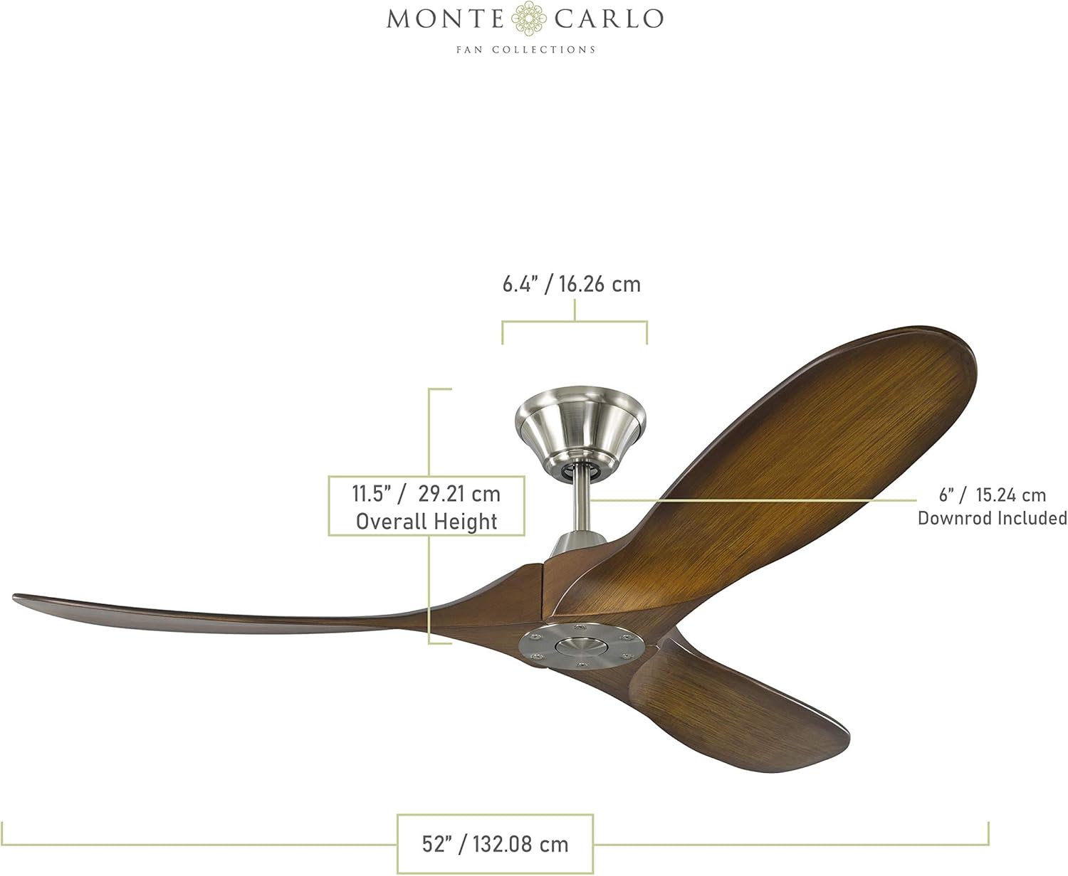 Bіg Sаlе Monte Carlo 3MAVR52BSKOA Maverick II Energy Star 52 Outdoor Ceiling Fan with Remote Control, 3 Balsa Wood Blades, Brushed Steel