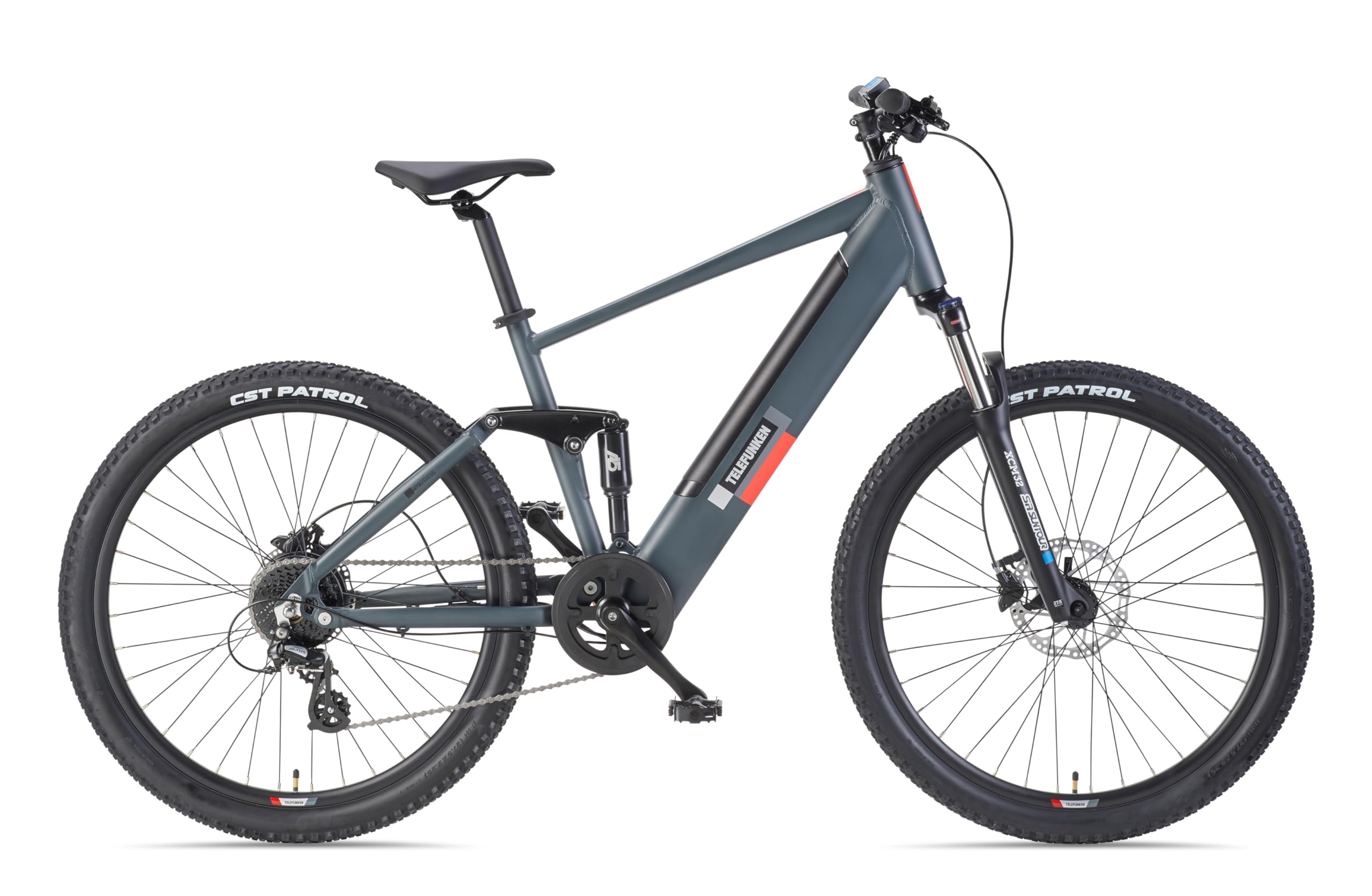 TELEFUNKEN E-Bike Mountainbike Elektrofahrrad Alu, 8 Gang Kettenschaltung - Pedelec MTB 27,5 Zoll, Hinterradmotor, 250W, Hydr. Scheibenbremsen, Grau, Aufsteiger M936