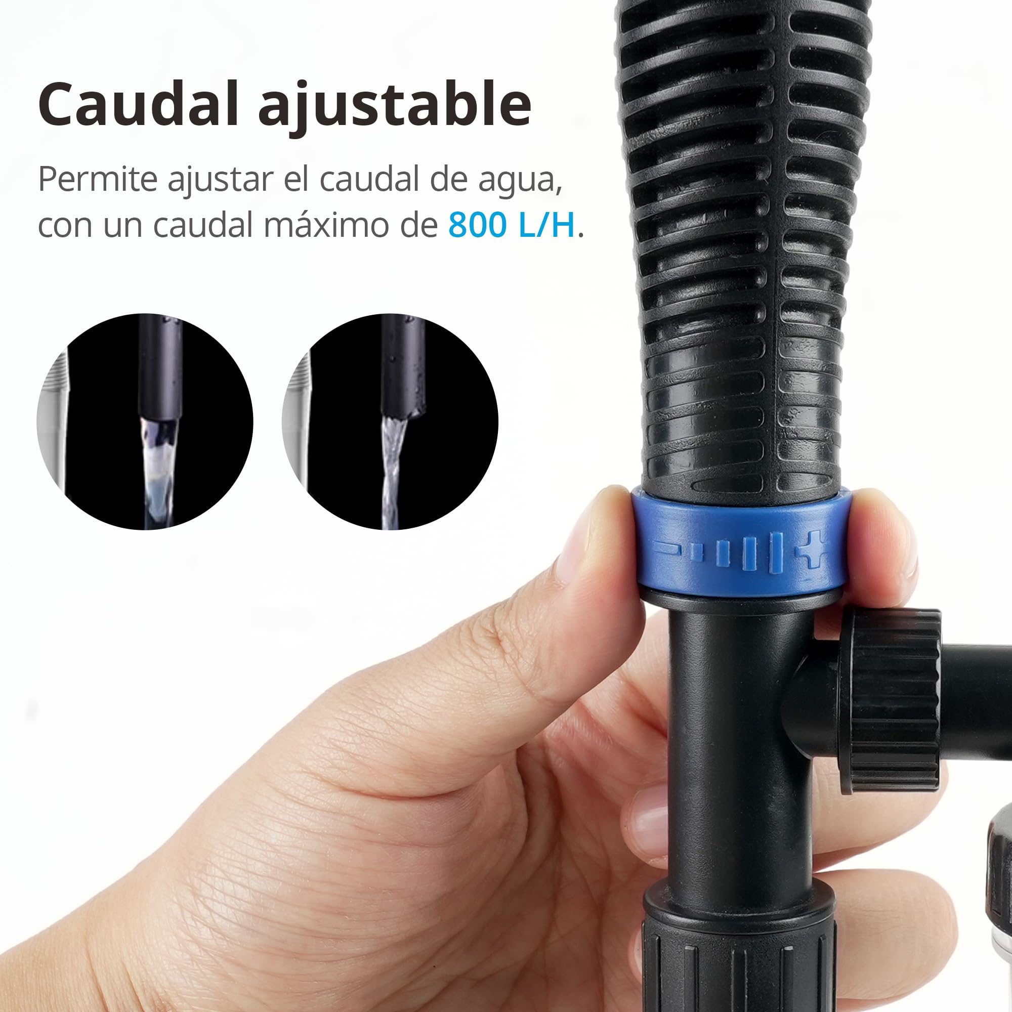 NICREW 3 en 1 Aspirador Automático para Acuario, Limpiador de Grava con Esponja de Filtro, Aspirador de Grava Eléctrica Adecuada para Acuarios Medianos y Grandes, 800 L/H, 16W