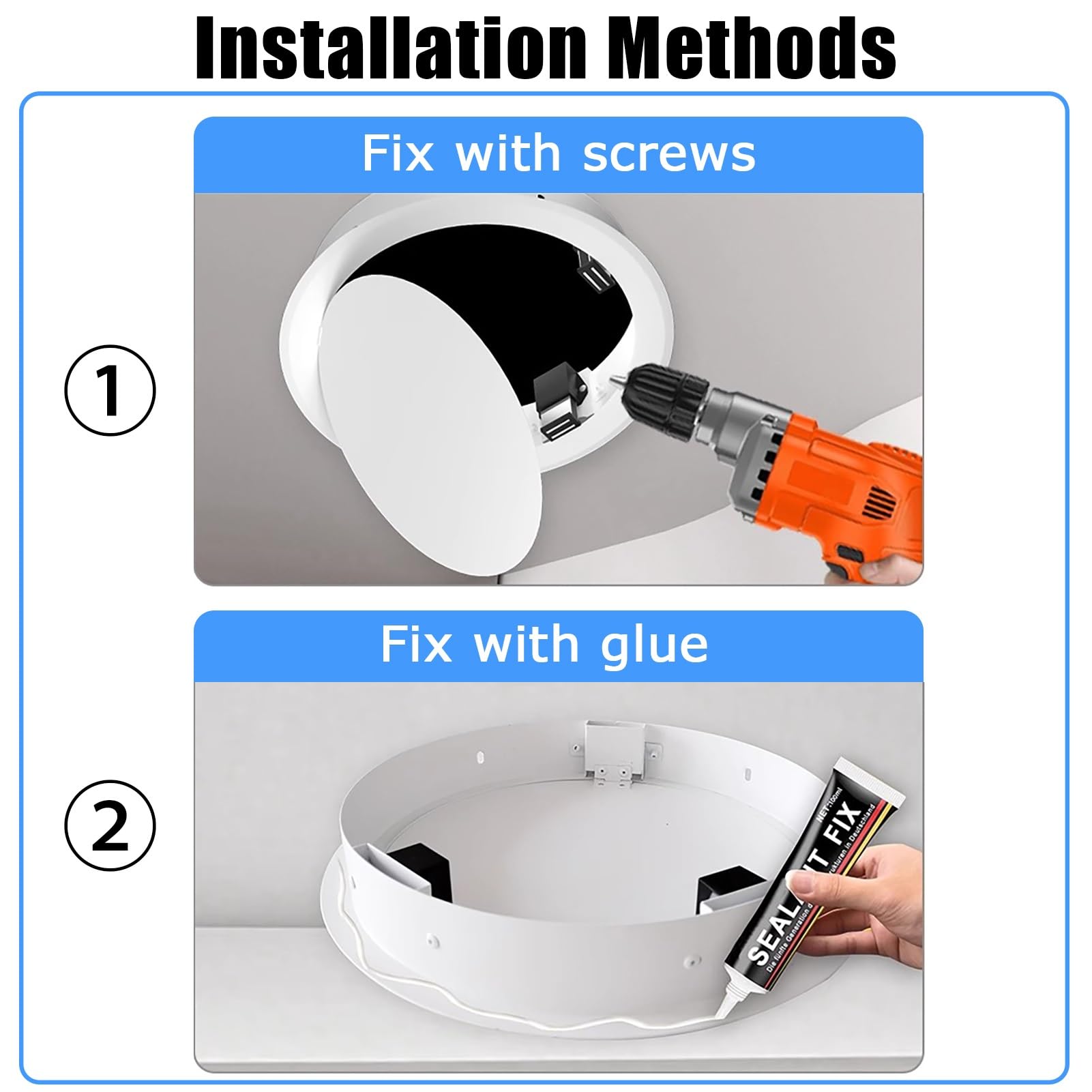 Runde Metall-Zugangsklappe mit Touch-Riegel, 120 mm, 450 mm, Decken- und Wandzugstür für Sanitärinstallationen, bündige Service-Luke für versteckte Kabel