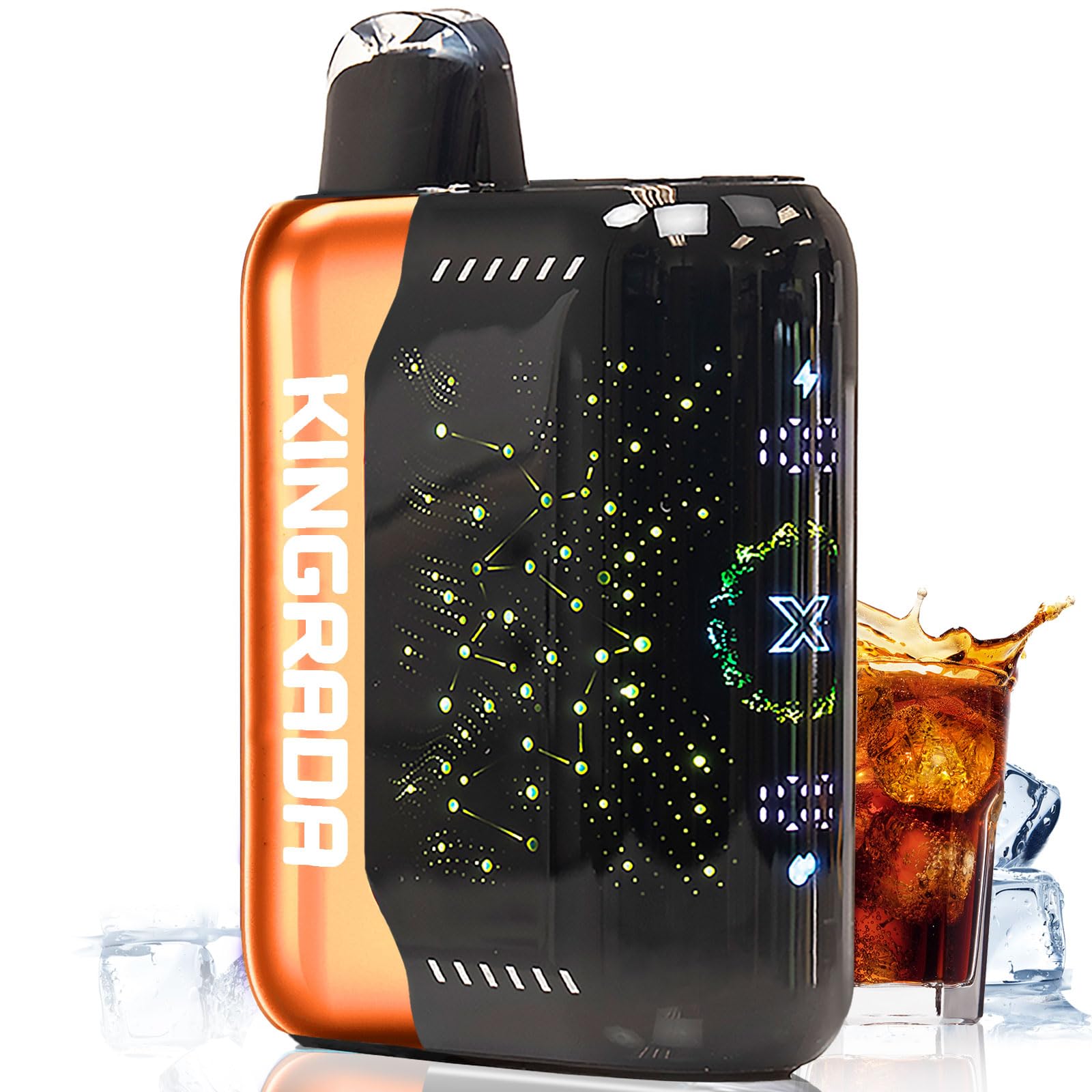 ECENK VAPE 電子タバコ 使い捨て VAPE 30,000回吸引可能 持ち運び 充電式 シーシャ ベイプ 爆煙 LEDディスプレイ搭載 バッテリー残量表示 リキッド残量表示 大容量 バッテリー 小型 水タバコ 使い切り 特製リキッド 水蒸気たばこ でんしたばこ 禁煙サポート ニコチンなし タールなし ビタミン入り (コーラ·アイス)