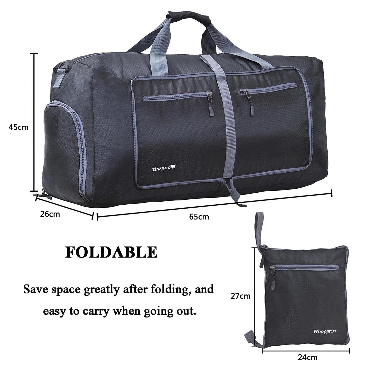 60L Borsone da Viaggio Grandi Pieghevoli Borsone Palestra Uomo Donne Borsa da Leggero e Impermeabile Borsoni Weekend Notturno per Campeggio Bagagli Sport Vacanza