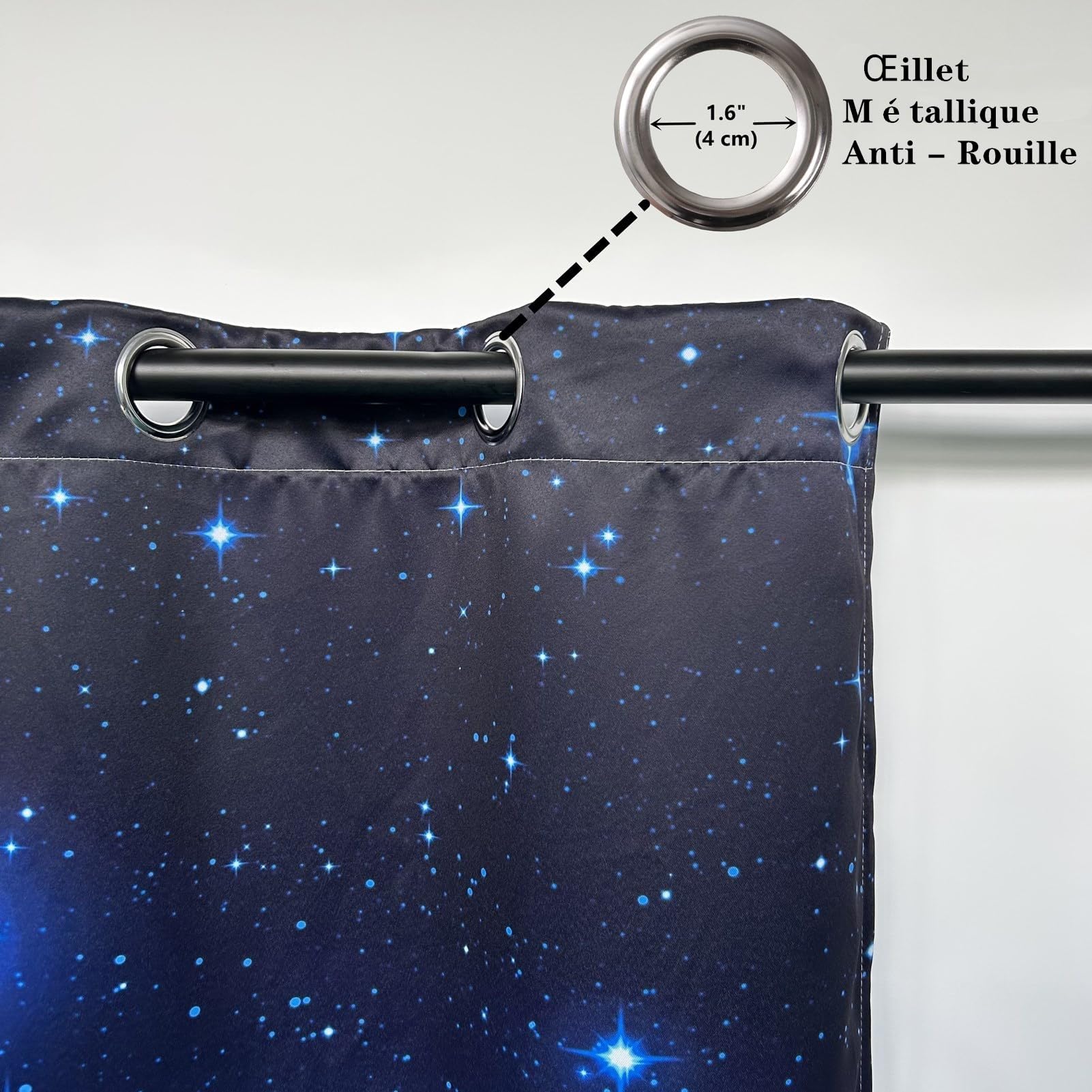 Rideaux Opaques Thermiques Motifs Lune & Étoiles - Occultants & Isolation Thermique pour Chambre/Salon avec Œillets - 2 Panneaux L117 x H137 cm