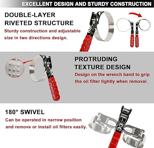 Miniatura 5 de Juego de llaves de filtro de aceite de 7 piezas con embudo de aceite pequeño para cambio de aceite, herramienta de extracción de filtro de aceite