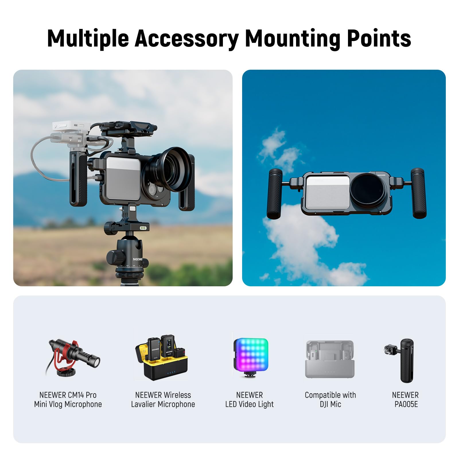 NEEWER 15 Ultra Cage, Stabilizzatore Telefono a Sgancio Rapido Compatibile con Xiaomi 15 Ultra con Adattatore Filtro 67mm/ Backplate Lente 17mm, Video Rig Case per Registrazione Riprese, PA091 Nero
