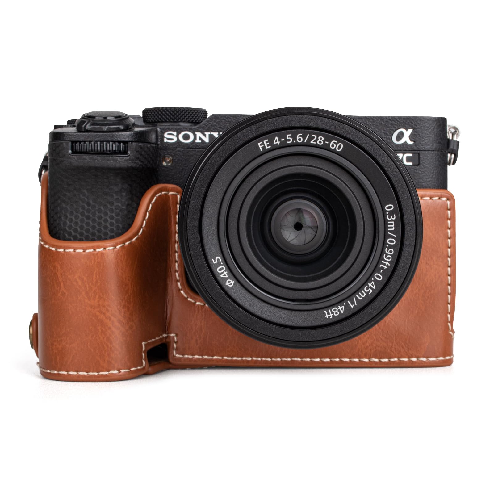 MUZIRI KINOKOO Sony A7C II Case - Premium PU Leather Half Case with Hand Grip & Opening Bottom - Perfect Compatible for Sony Alpha 7C II/A7C II/A7C