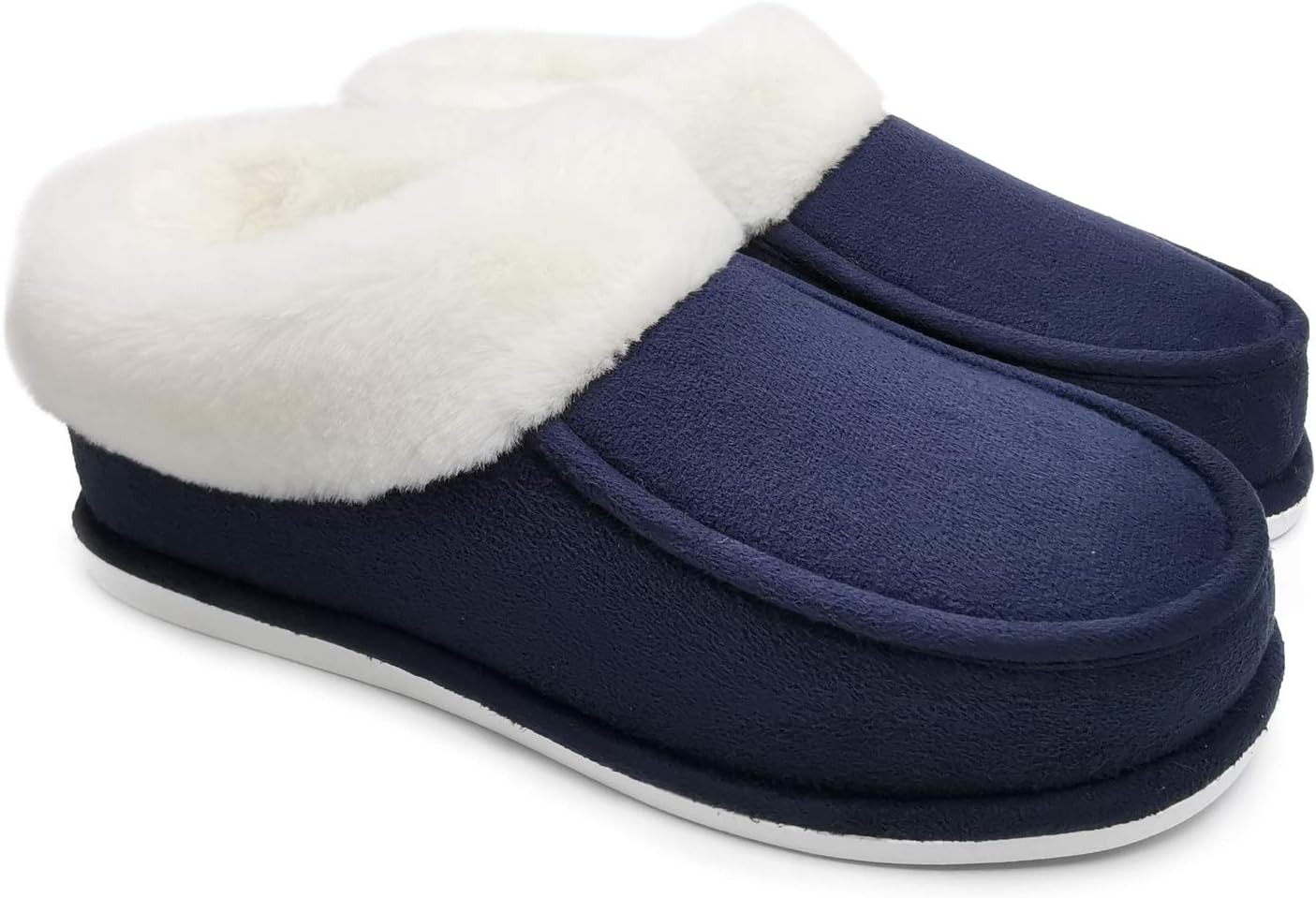 ofoot Womens Winter Warm Faux Suede Plush Moccasins Slippers Indoor Slip On Shoes with Soft Comfortable Fluffy Fur Lining
