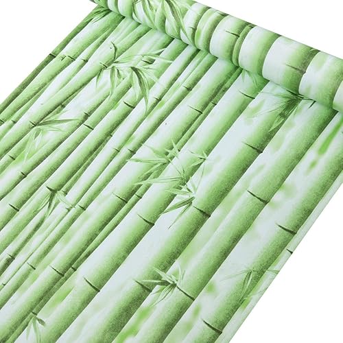Miniatura 3 de PoetryHome Papel pintado autoadhesivo de bambú verde para paredes, cocina, salpicaduras, gabinetes de baño, estantes de 17.7 x 117 pulgadas