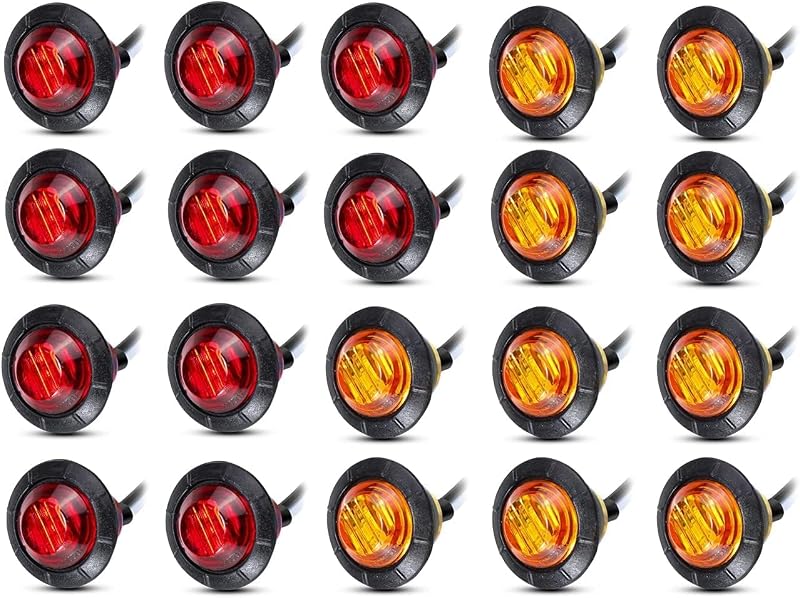 Luzes LED de posição e sinalização lateral MADCATZ 12 V âmbar e vermelha – Kit com 20 unidades