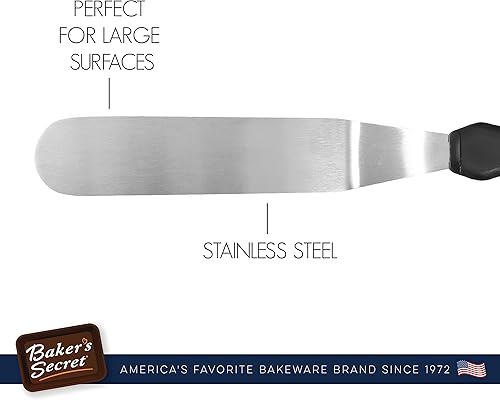 Miniatura 4 de Baker's Secret - Espátula de glaseado de acero inoxidable de 10 pulgadas para pasteles, espátula en ángulo para glaseado, accesorios de decoración
