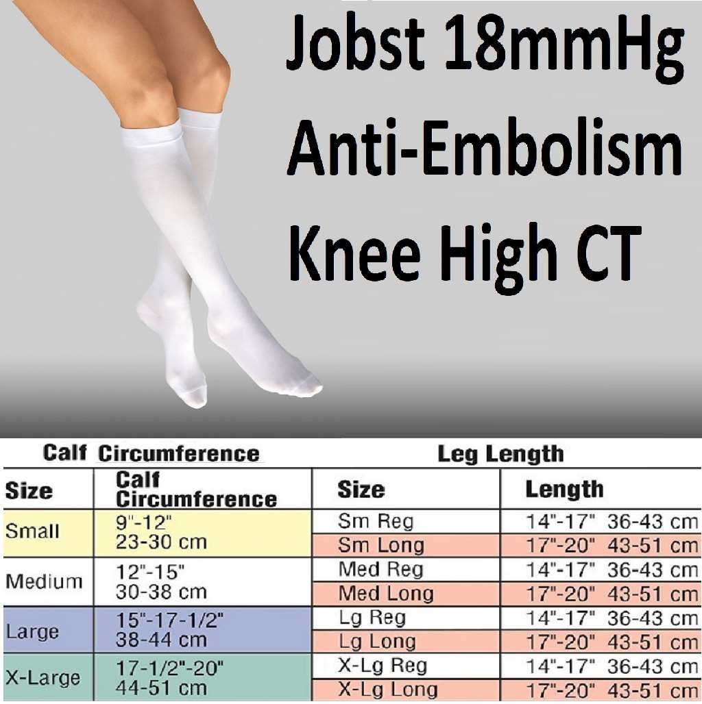 Jobst Anti-Embolism Knee Length Closed Toe Stocking, White, Medium Regular 1 pr