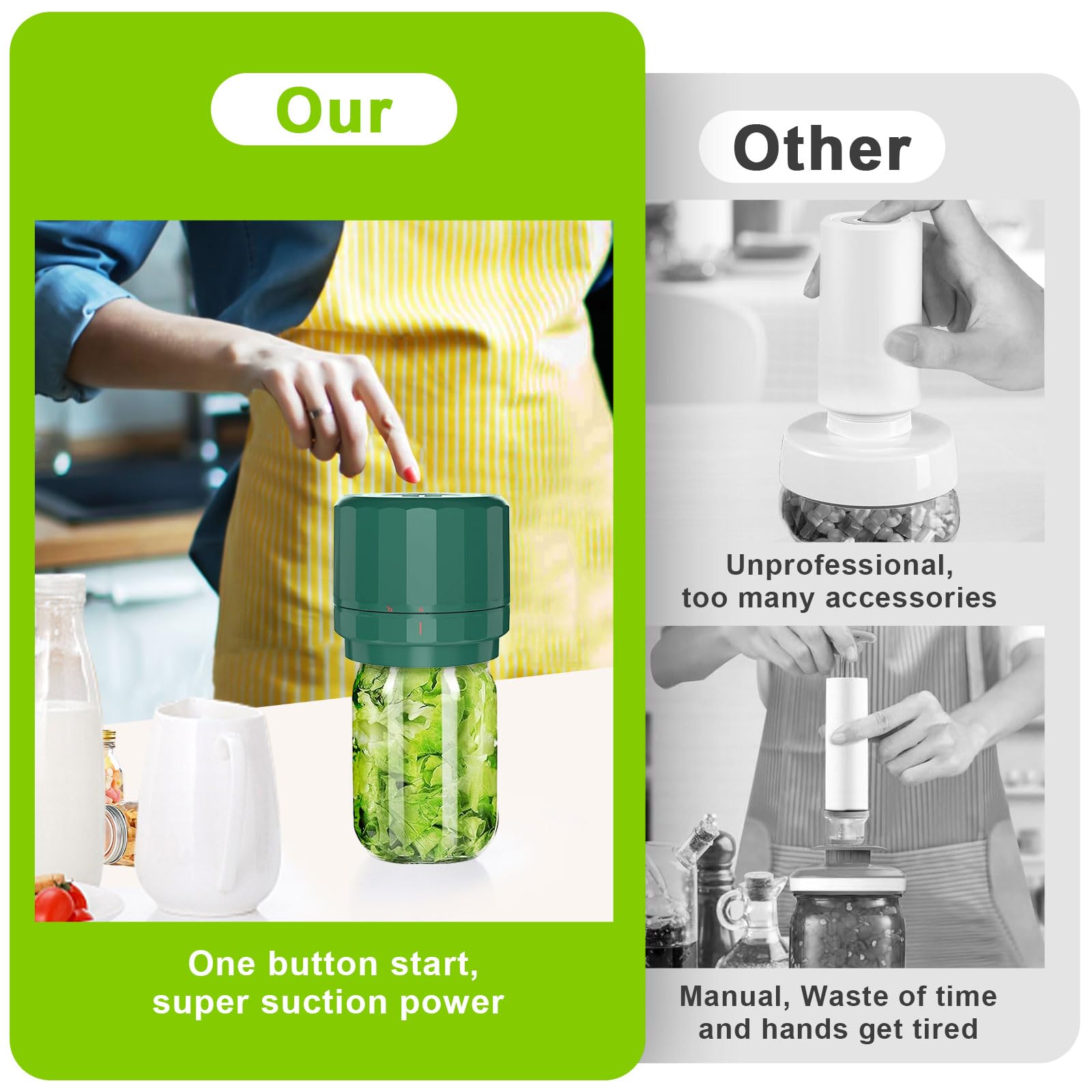 UNERVER M11 Mason Jar Kit de scellage sous vide pour bocaux à ouverture large et régulière
