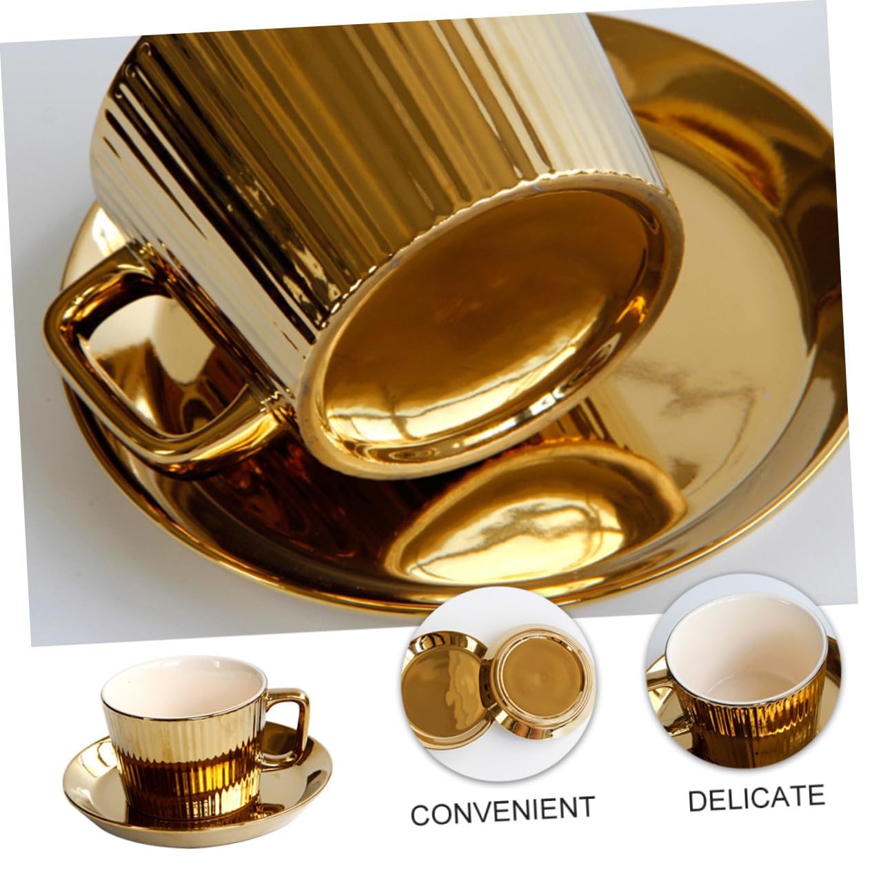 Tasse à Café en Céramique Blanche avec Soucoupe 250ml Élégante pour Maison et Restaurant, Set Pratique et Raffiné pour Boissons Chaudes